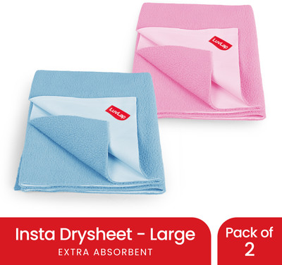 LuvLap Cotton Baby Bed Protecting Mat(Sky Blue, Baby Pink, Pack of 2, Large)