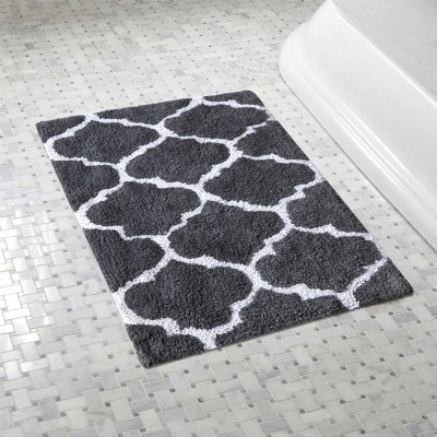 The Home Talk Cotton Bathroom Mat(Grey, Medium)