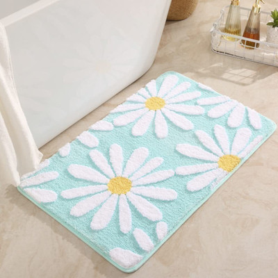 VIKCLIQUE Microfiber Door Mat(GreenFloral, Large)
