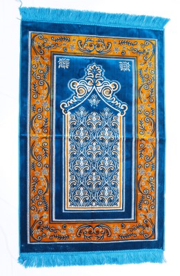 Ideal Velvet Prayer Mat(Light Blue, Large)