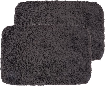Black Gold Cotton Door Mat(Grey, Medium, Pack of 2)
