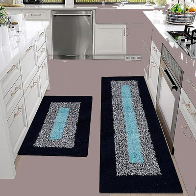 CLOUDIA Cotton Door & Floor Mat(Blue, Pack of 2, Extra Large)