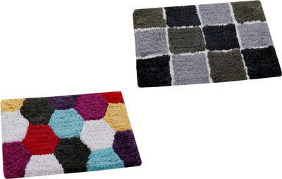 AAZEEM Cotton Door Mat(Multicolor, Medium, Pack of 2)