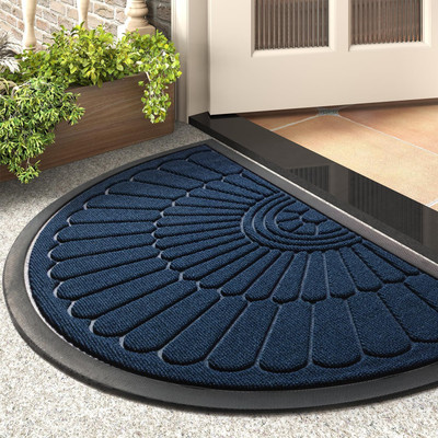 Waco creation Rubber Door Mat(Blue, Large)
