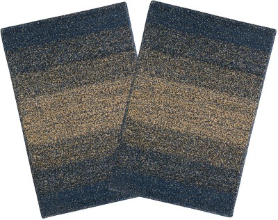 Enyra Homes Microfiber Bathroom Mat(Blue, Medium, Pack of 2)