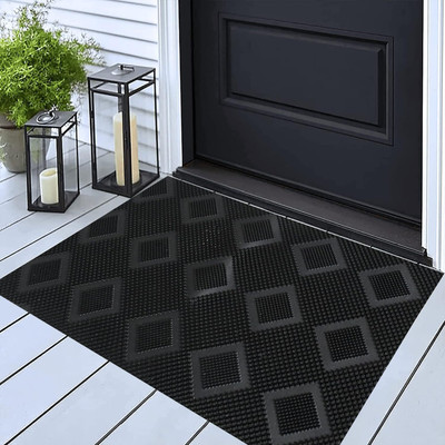 Worthful Creation PP (Polypropylene) Door Mat(Black, Medium)