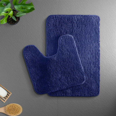 MAA HOME CONCEPT Microfiber Bathroom Mat(Blue, Medium)