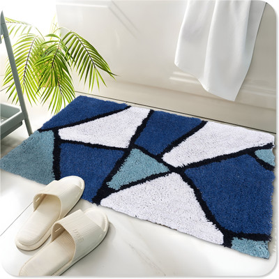AAZEEM Cotton Door Mat(Light Blue, Medium)