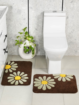 Saral Home Polyester Bathroom Mat(Brown, Medium, Pack of 2)