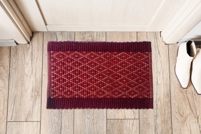 Urban Arts Polycotton Door Mat(Red, Medium, Pack of 2)