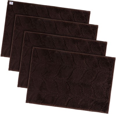 Heart Home Microfiber Door Mat(Brown, Medium, Pack of 4)