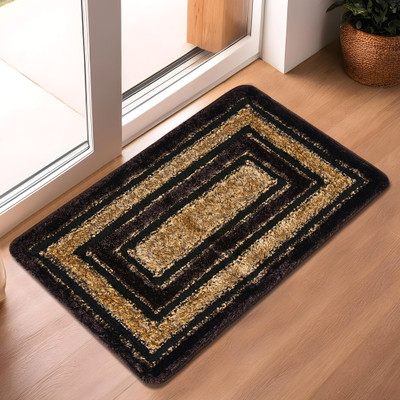 KUBER INDUSTRIES Microfiber Door Mat(Golden & Brown, Large)
