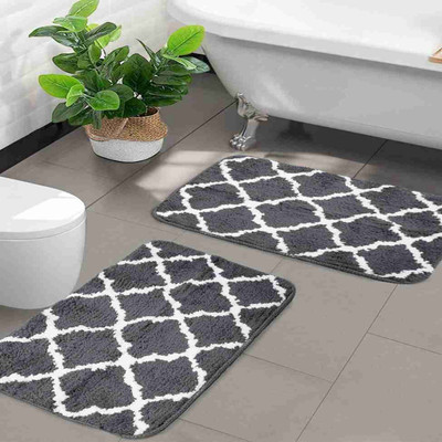 Nirawals Microfiber Door Mat(Grey, Medium, Pack of 2)