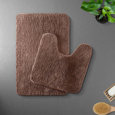 MAA HOME CONCEPT Microfiber Bathroom Mat(Solid Brown, Medium)