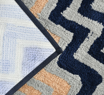 THREADWEAVE Microfiber Door Mat(Blue, Medium)