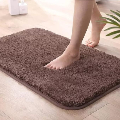 F i Microfiber Floor Mat(Brown, Small, Pack of 2)