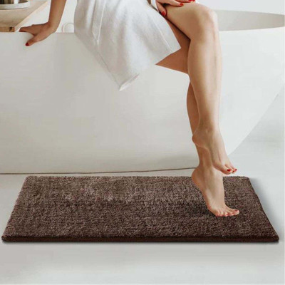 Slayy with Style Microfiber, PP (Polypropylene) Bathroom Mat(Brown, Large)