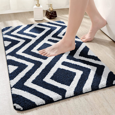 Roseate Microfiber Bathroom Mat(Blue, Medium)