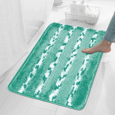 HOKiPO Microfiber Bathroom Mat(Soft Bath Mats for Bathroom, Turquoise 50x80cm AR-3478-TRQ, Large)