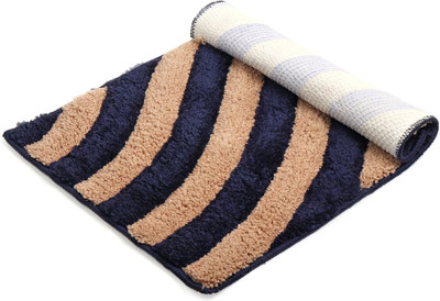 Enrich Homes Microfiber Floor Mat(Navy Blue & Beige, Medium)