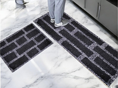 ROUSN Polycotton Floor Mat(Black, Large)