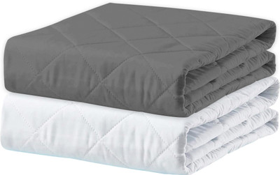 ADBENI HOME Polyester Baby Bed Protecting Mat(Grey+White, Extra Large, Pack of 2)