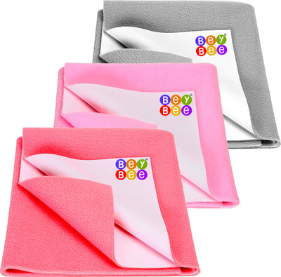 BeyBee Cotton Baby Bed Protecting Mat(Salmon Rose, Pink, Grey, Pack of 3, Small)