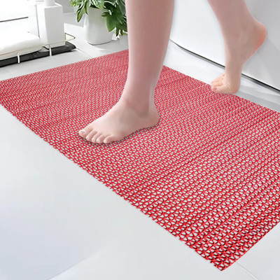 KUBER INDUSTRIES Rubber Bathroom Mat(Red, Medium)