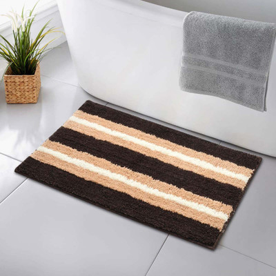 Slayy with Style Microfiber, Rubber Bathroom Mat(Brown, Medium)