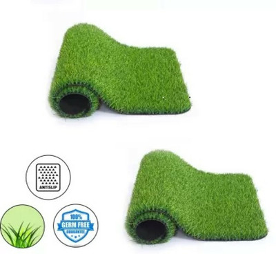 GREENGRASS Artificial Grass, PP (Polypropylene), PVC (Polyvinyl Chloride) Door Mat(Green, Pack of 2, Large)