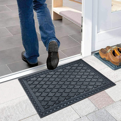 F i Rubber Door Mat(Grey, Small)