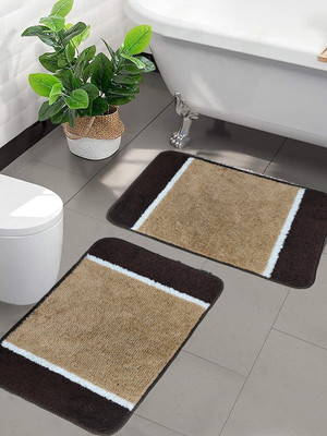 MINGET Microfiber Door Mat(Brown, Medium, Pack of 2)