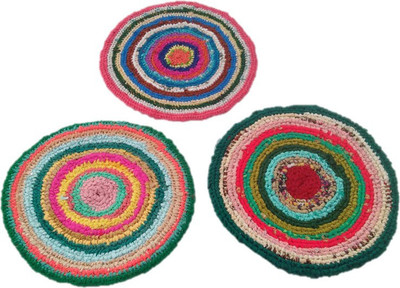 MiiArt Cotton Floor Mat(Multicolor, Extra Large, Pack of 3)