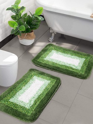 Saral Home Cotton Bathroom Mat(Green, Small, Pack of 2)