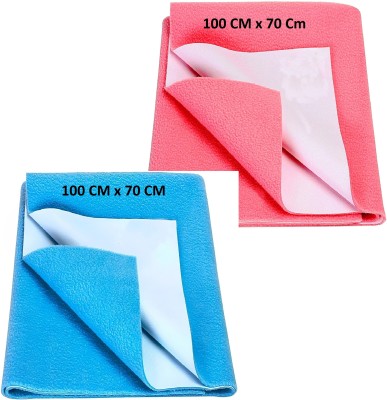 HM POINT Cotton Floor Mat(Pink-Sky Blue, Medium, Pack of 2)