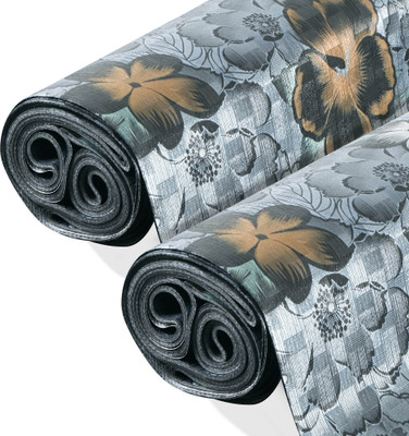 Heart Home PVC (Polyvinyl Chloride) Kitchen Mat(Black & Grey, Extra Large, Pack of 2)