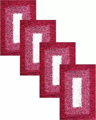 RADHE KRISHNA HANDLOOM Cotton Door Mat(Maroon, Small, Pack of 4)