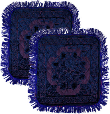 KUBER INDUSTRIES Velvet Prayer Mat(Blue, Medium, Pack of 2)