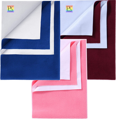 Poorak Cotton Baby Bed Protecting Mat(Blue, Pink & Maroon, Pack of 3, Large)