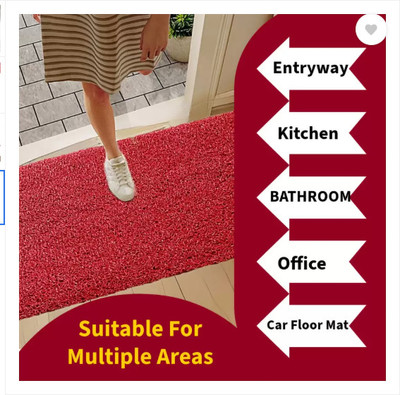CHETANYA LOOMTEX PVC (Polyvinyl Chloride) Door Mat(Red, Medium)