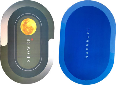 JAMMY ZONES Rubber Bathroom Mat(Multicolor, Pack of 2, Free)