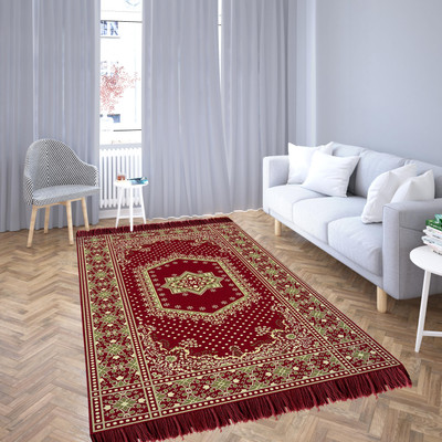 Linen Basics Velvet Floor Mat(Maroon, Medium)