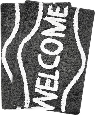 KUBER INDUSTRIES Microfiber Door Mat(Grey, Medium, Pack of 2)