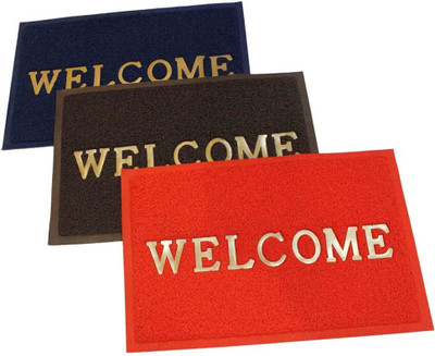 KUBER INDUSTRIES Rubber Door Mat(Multicolor, Medium, Pack of 3)