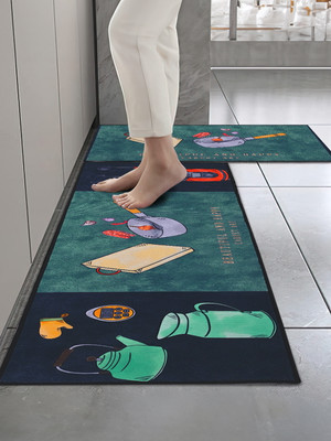 Cortina Rubber Floor Mat(Blue, Large, Pack of 2)