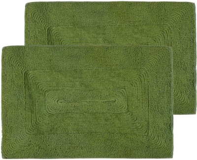 Black Gold Cotton Door Mat(Green, Medium, Pack of 2)