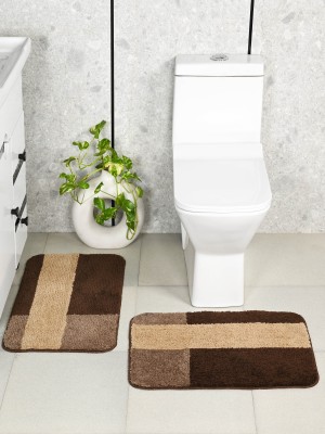 Saral Home Polyester Bathroom Mat(Brown, Medium, Pack of 2)