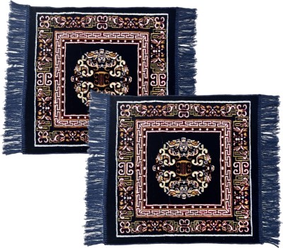 DEESAK Velvet Prayer Mat(Dark Blue, Medium, Pack of 2)