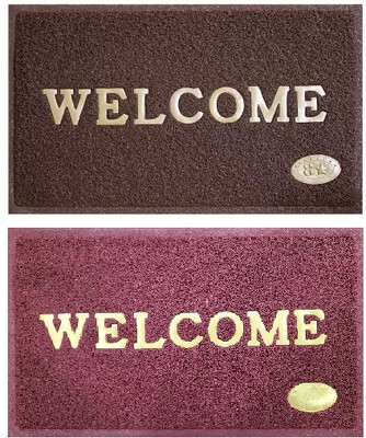 ZUCLLIN Rubber Door & Floor Mat(Brown, Maroon, Medium, Pack of 2)