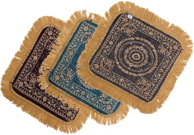 Heart Home Velvet Prayer Mat(Brown, Light Blue, Grey, Medium, Pack of 3)